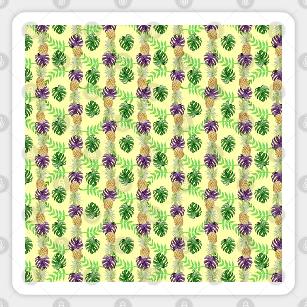 Tropical Pinapple and Leaves Pattern Sticker by sarahwainwright